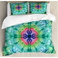 thumbnail image 1 of Marble Duvet Cover Set Queen Size, Distressed Background with Pleating Gradient Brushed Marble Styled Effect Image, Decorative 3 Piece Bedding Set with 2 Pillow Shams, Green Pink, by Ambesonne, 1 of 3