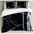 thumbnail image 1 of Marble Duvet Cover Set Queen Size, Grunge Natural Gemstone Nostalgic Marbling Architecture Culture Design, Decorative 3 Piece Bedding Set with 2 Pillow Shams, Charcoal Grey White, by Ambesonne, 1 of 3