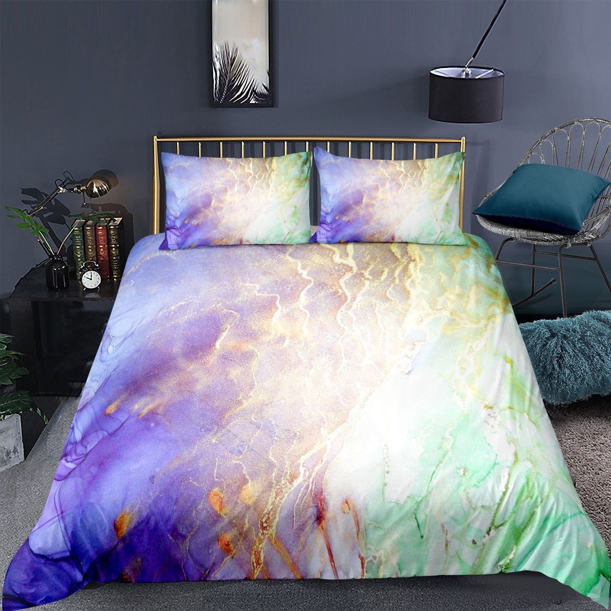 Marble Duvet Cover Set Twin Full Queen King Size, Luxurious Soft