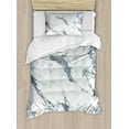 thumbnail image 1 of Marble Duvet Cover Set Twin Size, Antique Marble Textured Ocean Style Organic Granite Rock Formation Art Print, Decorative 2 Piece Bedding Set with 1 Pillow Sham, Cadet Blue White, by Ambesonne, 1 of 3
