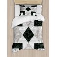 thumbnail image 1 of Marble Duvet Cover Set Twin Size, Nostalgic Marble Stone Mosaic Regular Design with Alluring Elements Artwork Print, Decorative 2 Piece Bedding Set with 1 Pillow Sham, Black Beige, by Ambesonne, 1 of 3