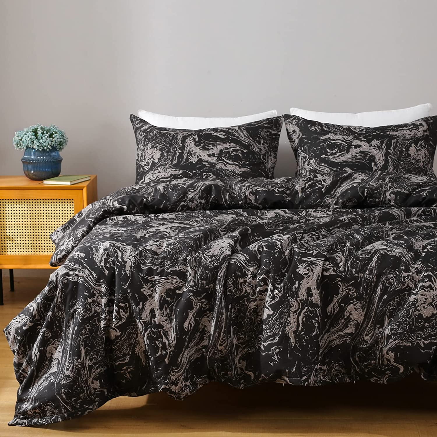 Marble Duvet Cover Twin, 2 Pieces Queen White Marble Bedding Set, Soft