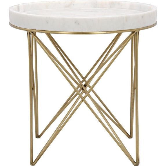 Marble Elegance, Prisma Side Table in Antique Brass