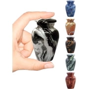 Small Keepsake Cremation Urn, Marble Finish, Monte Carlo Mini Metal Urn for Sharing Human Ashes | Threaded Screw-On Lid, 3 Cubic Inches Capacity