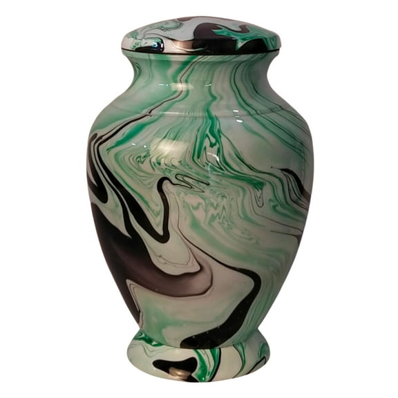 Marble Finish Large Adult Cremation Urn for Human Ashes With Velvet Bag