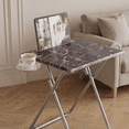 thumbnail image 1 of Marble Finish Portable Folding TV Tray Table with Cup Holder, Sturdy MDF Top No-Assembly Eating Desk for Living Room, 1 of 10