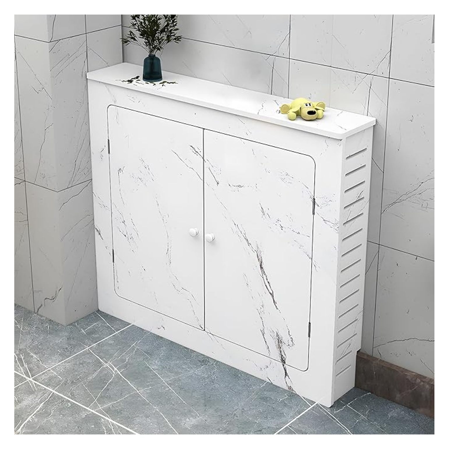 Waterproof Radiator Marble Finish Radiator Cover, Radiator Covers for Home with Doors ...