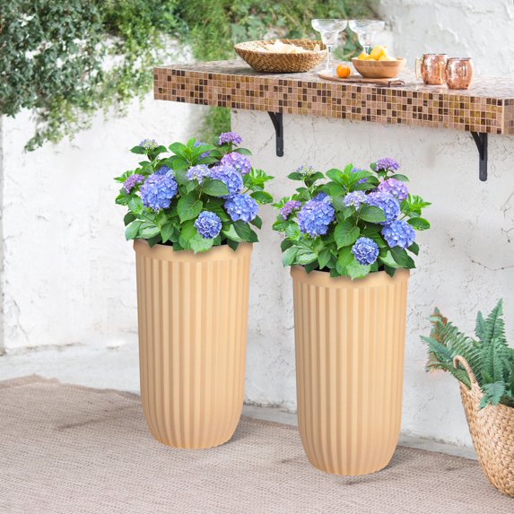 Two Tpots Roon Marble Finish Self Watering Pots,Planters Set of 2 with a Water Level ...