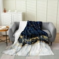 thumbnail image 1 of Marble Fleece Blanket Baby 30x40 Gold Glitter Geometric Lines Flannel Blanket Navy Blue Marble Texture Throw Blanket for Kids Boys Girls Abstract Fluid Ink Magma Artwork Plush Blanket All Season, 1 of 5