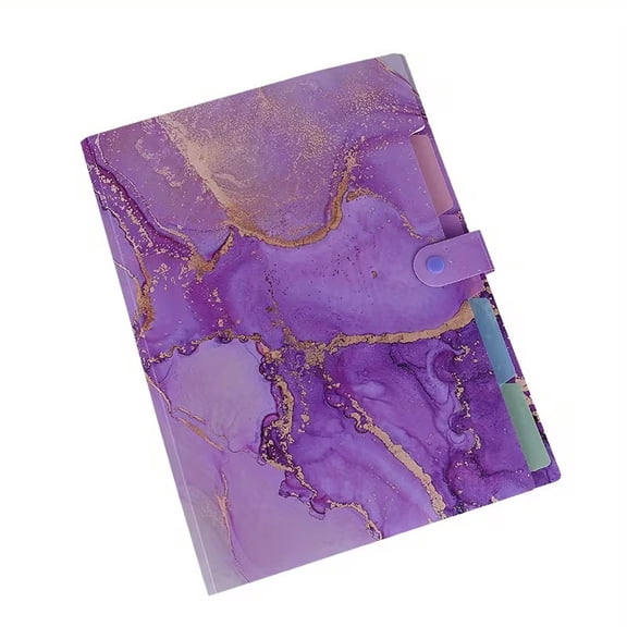 Marble Flow Golden Portable Folder with 5 Pockets  Stylish Document Organizer for Students and Professionals