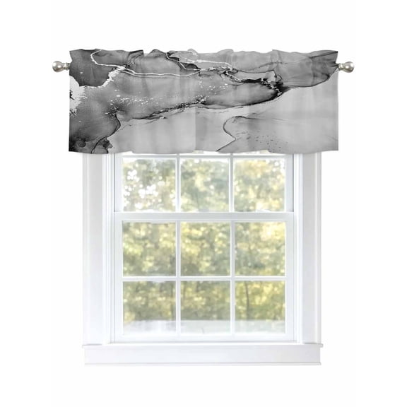 Marble Fluid Art Valances for Windows, Rod Pocket Kitchen Valance Curtains - Soft & Washable Small Window Treatment for Living Room,&nbsp;Bathroom, Abstract Texture, 54x18inch