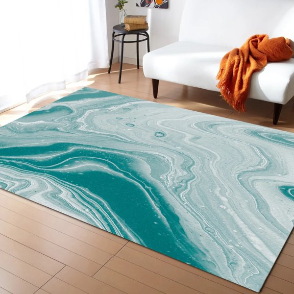 Marble Fluid Pigment Turquoise Carpet Area Rug Children's Room Living Room Bedroom Large Rug Home Play ration Floor Mat
