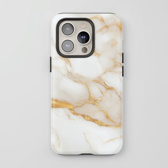 Marble For All iPhone Series Protective Phone Case Luxury White Gold