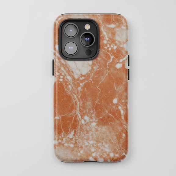 Marble For All iPhone Series Tough Phone Case Abstract Orange White