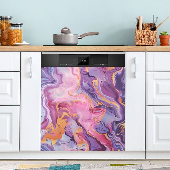 Marble Gardient Purple Dishwasher Magnet Refrigerator Magnetic Cover Washing Machine Magnet Sticker Kitchen Decor