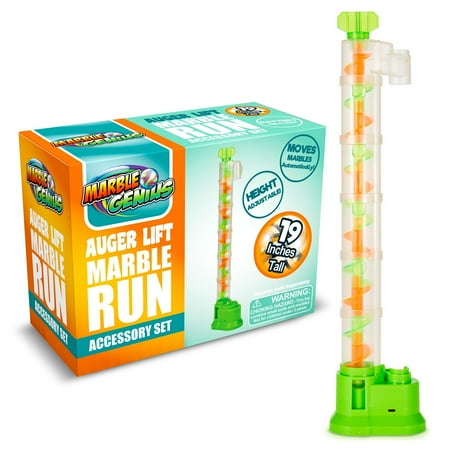 Marble Genius Expandable Auger Lift, Marble Run Accessory Set Automatically Elevates Marbles Up to 19 Inches, for Infinite Loops of Racing Fun, Batteries Not Included, for Ages 5 and Above, Neon