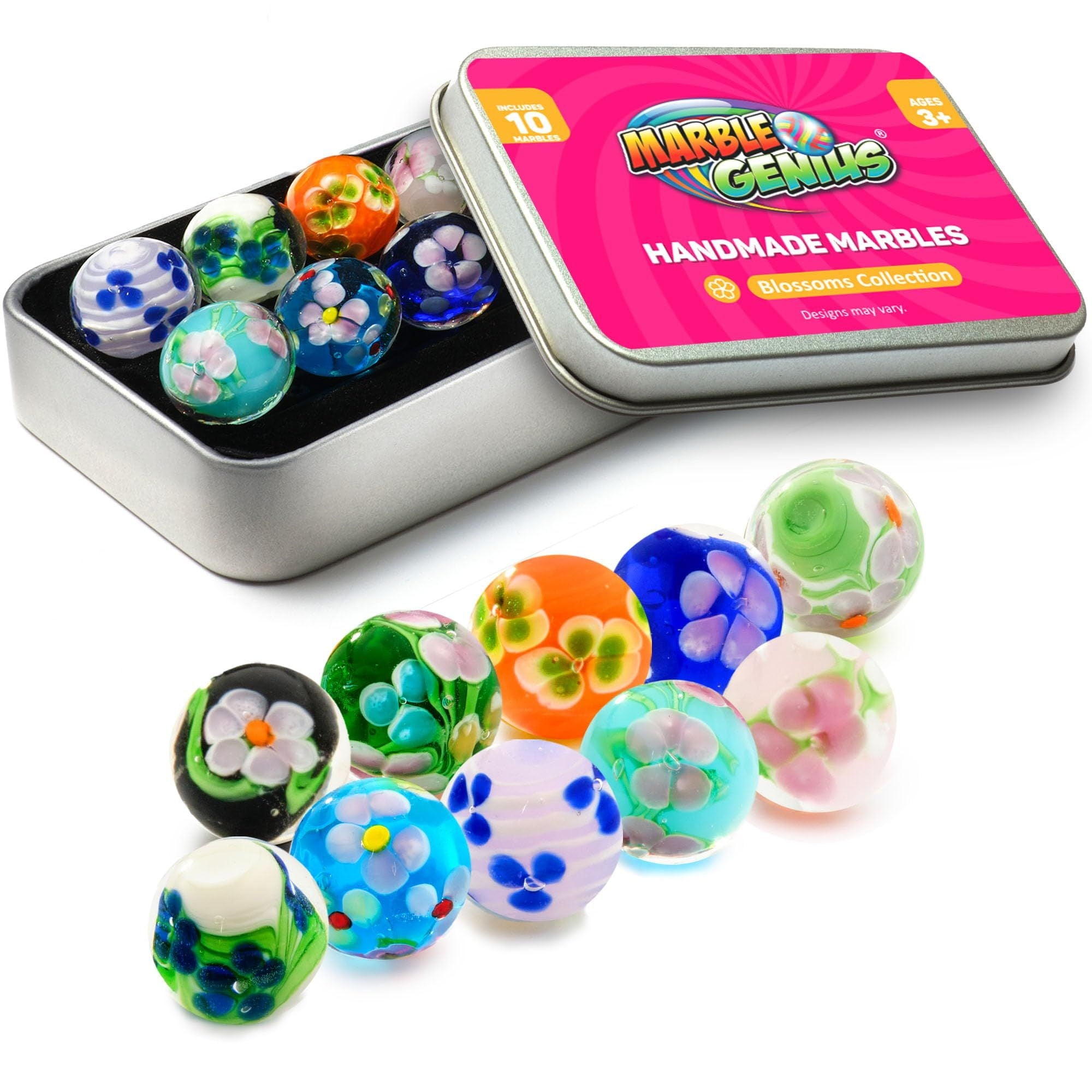 Marble Genius Collector Marbles, Blossoms, 16mm (⅝ Inch