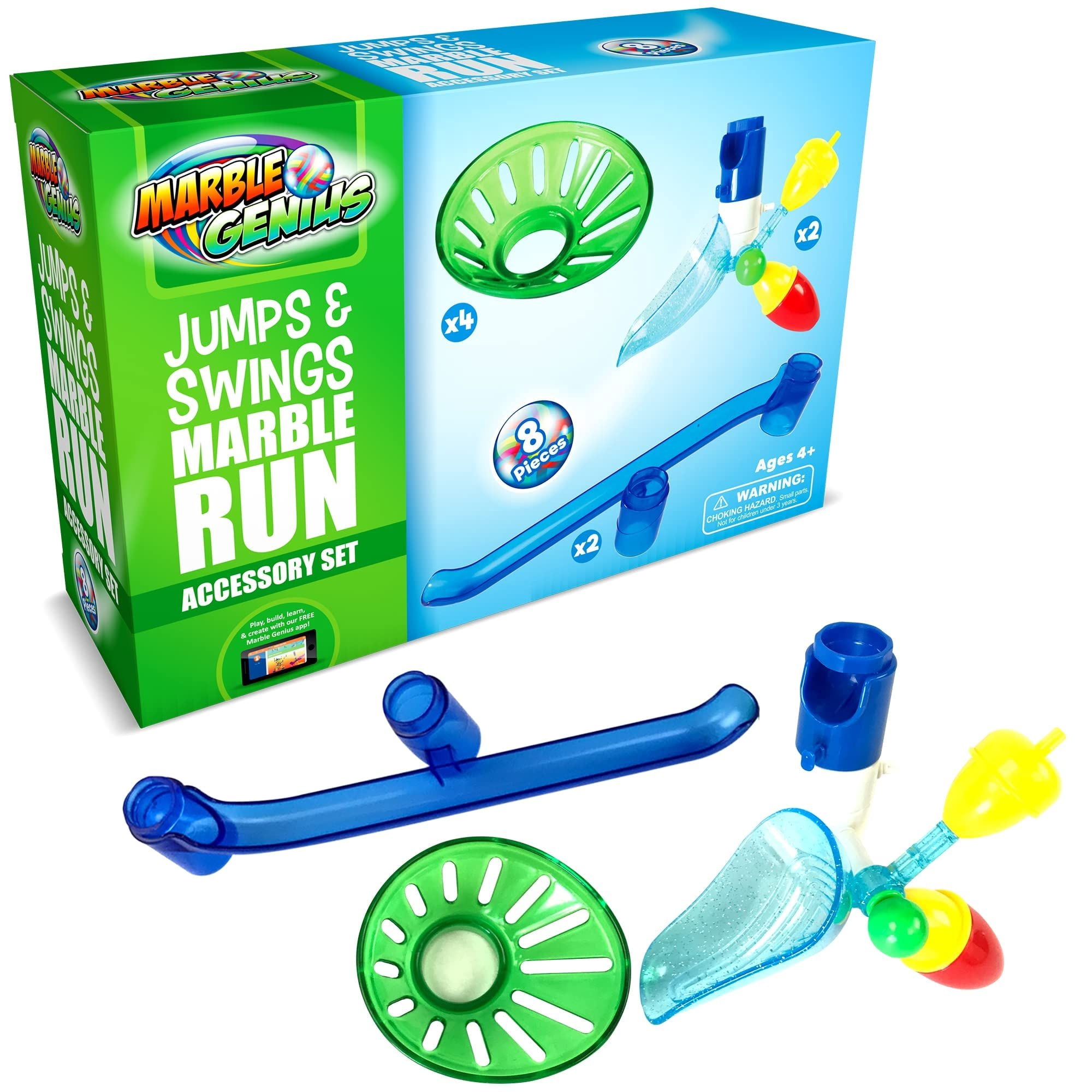 marble　ツーピースセット Marble Genius Jumps & Swings, 8pcs Marble Run Accessory Set for