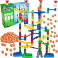 thumbnail image 1 of Marble Genius Marble Run - Maze Track or Race Game for Adults, Teens, Toddlers, or Kids Aged 4-8 years old, 150 Complete Pieces (85 Translucent Marbulous Pieces + 65 Glass-Marble Set), Super Set, 1 of 11