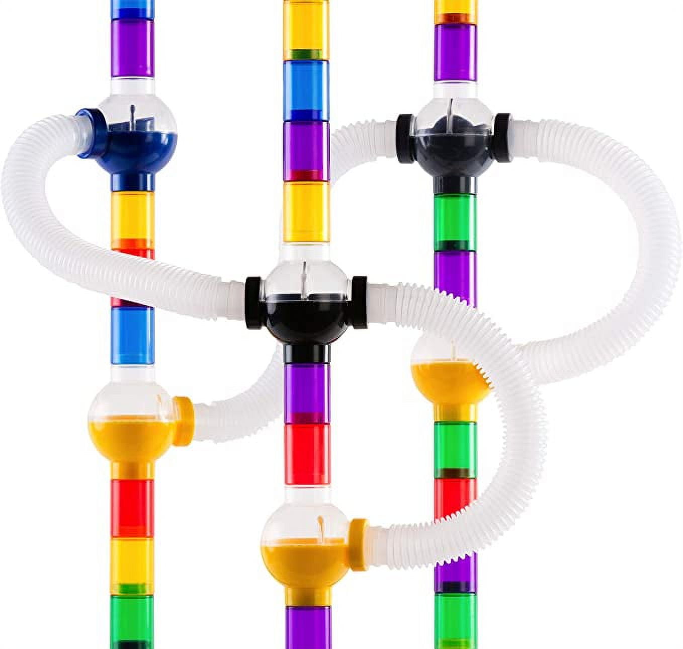 Marble Genius Marble Run Pipes & Spheres Accessory Add-on Set - 10 Pieces Total (4 Pipes, 1 Ramp Sphere, 1 Alternating Sphere, 1 Straight Sphere, & 3 Tube Spheres), With Instruction App Access