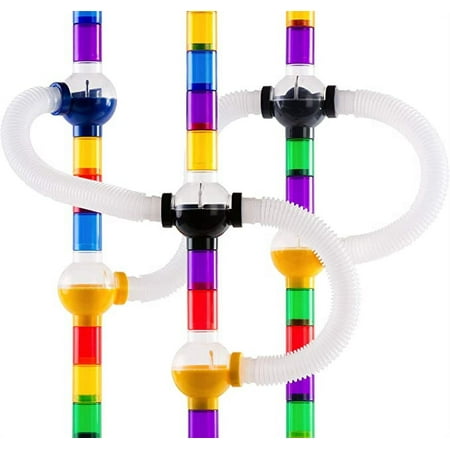 Marble Genius Marble Run Pipes & Spheres Accessory Add-on Set - 10 Pieces Total (4 Pipes, 1 Ramp Sphere, 1 Alternating Sphere, 1 Straight Sphere, & 3 Tube Spheres), With Instruction App Access