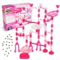 thumbnail image 1 of Marble Genius Marble Run Starter Set STEM Toy for Kids Ages 4 - 12 - 130 Complete Pieces (80 Translucent Marbulous Pieces and 50 Glass Marbles), Construction Building Block Toys, Pink,, 1 of 8