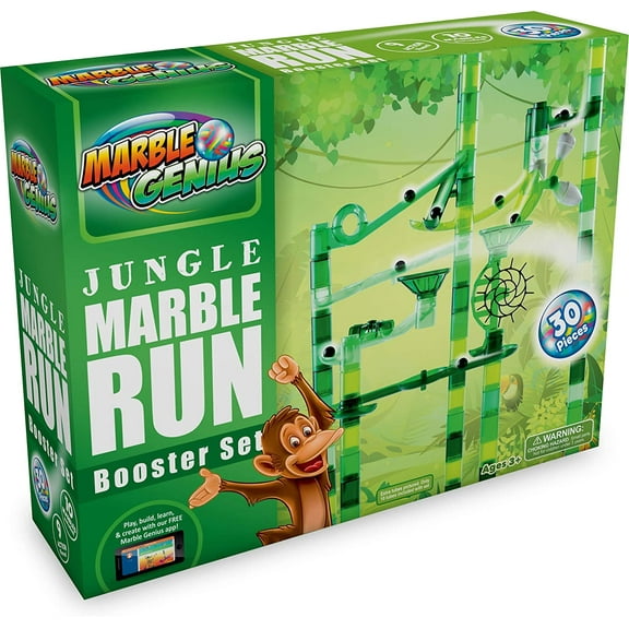 Marble Genius Jungle Booster Set, 3.43'' Height, Marble Run Toys for Ages 3 and Above, 30 Pieces