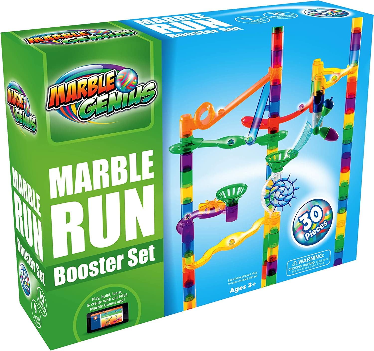 Marble Genius Marble Run Booster Set 30 Pieces Total (10 Action