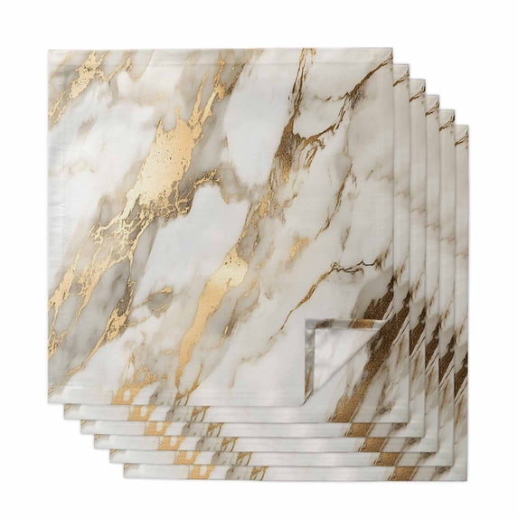 Marble Gold Cloth Napkins, Abstract Luxury Wave Gold Marbling Modern Washable and Reusable Dinner Napkins Set of 6, Table Napkin for Kitchen Party Birthday Wedding Hotel Housewarming 20"x20"