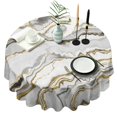 thumbnail image 1 of Marble Gold Grey Round Table Cloth,Wrinkle Resistant Table Cover with Polyester,Waterproof Reusable Tablecloths for Easter Birthday Picnic Wedding (Round,60x60inch), 1 of 6
