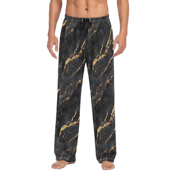 Marble Gold Men's Pajama Pants Lightweight Pjs Bottoms Sleepwear Bottom Pants with Pocket Drawstring
