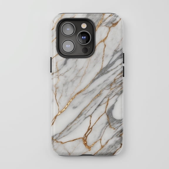 Marble Gold Pattern For All iPhone Series Tough Phone Case Luxury White