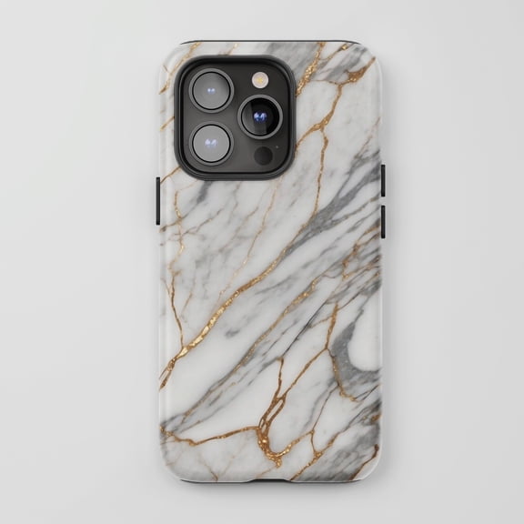 Marble Gold Pattern For All iPhone Series Tough Phone Case Luxury White