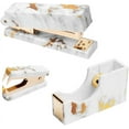 Marble Gold Tape Dispenser & Desktop Staper and Staple Remover Set