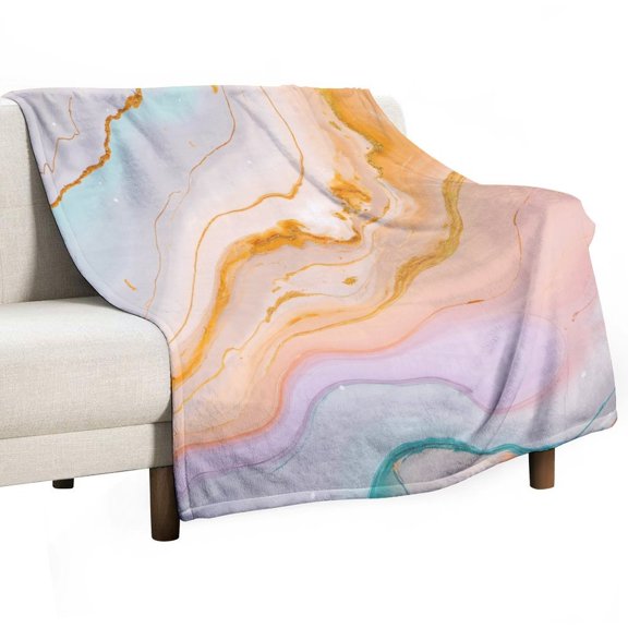 Marble Gold Vein Art Print Blanket Soft Cozy Flannel Blanket for man women