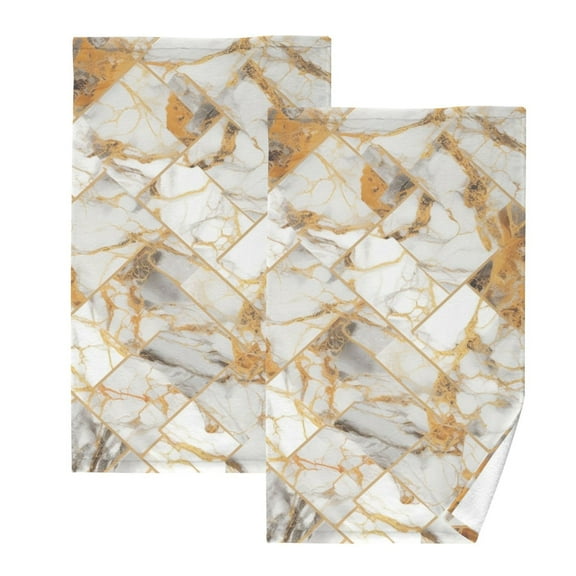 Marble Golden 2 PCs Cotton Hand Towels Absorbent Face Towel Soft Breathable Towel Set for Bathroom Kitchen Hotel Gym Decoration