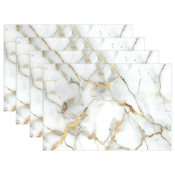 Marble Golden Cracks 12×18 inch Placemats Heat Resistant Washable Foldable Rectangular Placemats Set Decoration Indoor Outdoor for Kitchen Dining Table 6PCs