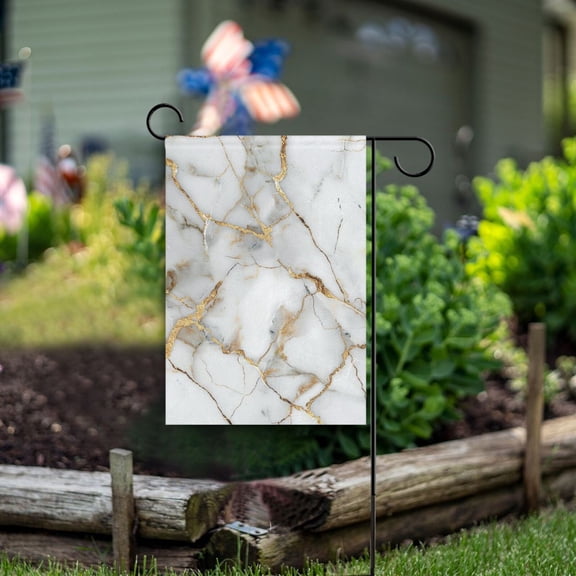 Marble Golden Cracks Garden Flag Double Sided Outdoor Banners for Courtyard Outdoor Lawn Farmhouse Holiday Decorations