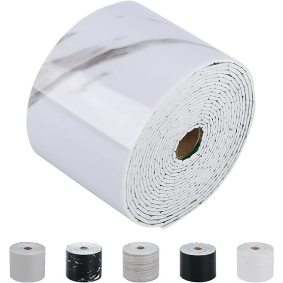 Marble Grain Mirror Frame Border,Self-adhesive Stickers Border,Waterproof Border Wall Decor,for Kitchen Bathroom Bedroom Living Room Decoration (White)