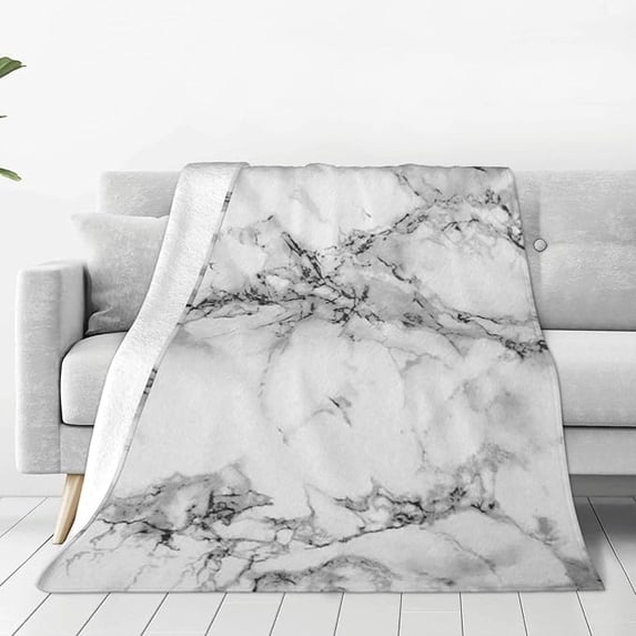 Marble Gray Throw Blanket For Couch, Ultra Soft Micro Fleece Blanket Light Weight Anti Pilling Flannel Blanket 60" x 80"