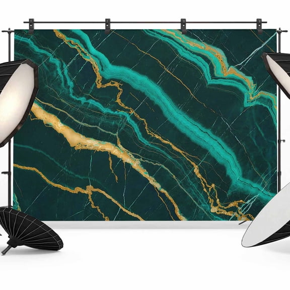 Marble Green Backdrop for Photoshoot,Photography Photo Studio Background Wall Backdrop,Retro Abstract Ombre Gold Nature Cracks Back Drop Banner Panel for Portraits Wedding Party Live Streaming 8x6Ft