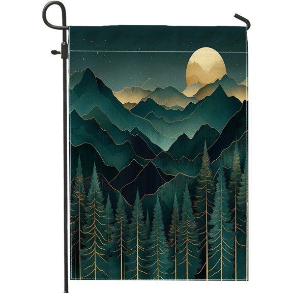 Marble Green Mountain Garden Flags 12x18 Inch for Outside, 3D Modern Nature Standard Vertical Linen Flags for House, Cool Asia Front yard Backyard Lawn Flags Outdoor Decor