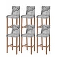 thumbnail image 1 of Marble Grey Bar Stool Covers Set of 6, Modern Abstract Ink Painting Luxury Stretch Washable Bar Chair Covers with Backs, Removable Pub Counter Height Chair Cover for Kitchen Dining Room Cafe, 1 of 7