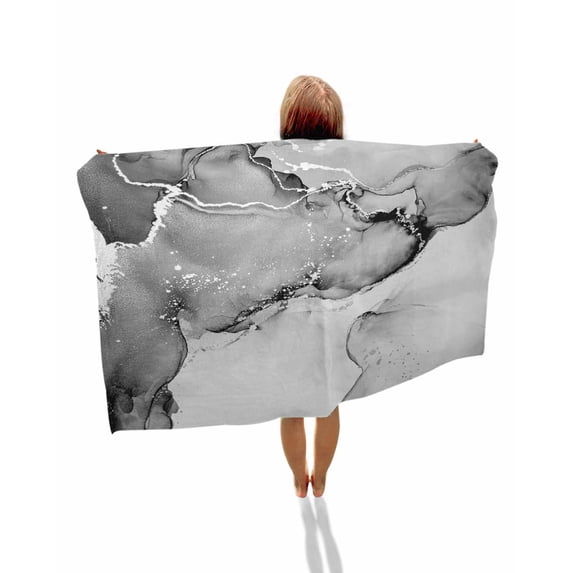 Marble Grey Beach Towels Oversized Super Absorbent, Modern Abstract Ink Painting Luxury Lightweight Bath Towel Quick Dry Sets For Bathroom/Pool/Rv Camping/Beach Play/Gym Room/Picnic 23"x47"