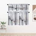 thumbnail image 1 of Marble Grey Kitchen Curtain Valance and Tiers, 3Pcs Abstract Marble Art Valance Set Gray Rod Pocket Curtain for Kitchen Window Modern Unique Patterns, 1 of 6