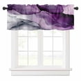 thumbnail image 1 of Marble Grey Purple Valances for Windows Gradient Gold Marbling Modern Art Rod Pocket Curtain Valance Window Treatment Short Curtains for Kitchen Living Room, 42"x18", 1 of 5