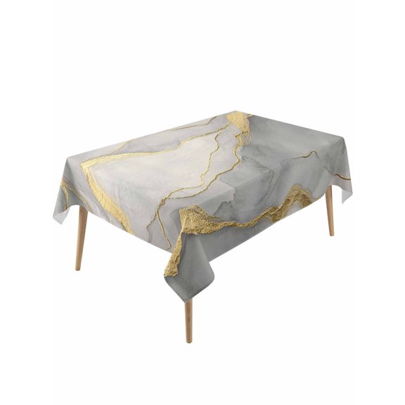 Marble Grey Rectangle Tablecloth, Modern Gold Luxury Neutral Texture Waterproof & StainResistant Tablecloth, Washable Oil-proof Table Cover for Dining/Party/Wedding/Camping/Buffet 54x108 In