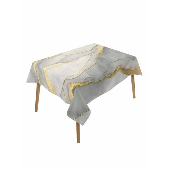 Marble Grey Table Cloth, Modern Gold Luxury Neutral Texture Waterproof Tablecloth for Rectangle Tables, Reusable Washable Fabric Table Cover for Restaurant Kitchen Dining Tables 60"x102"