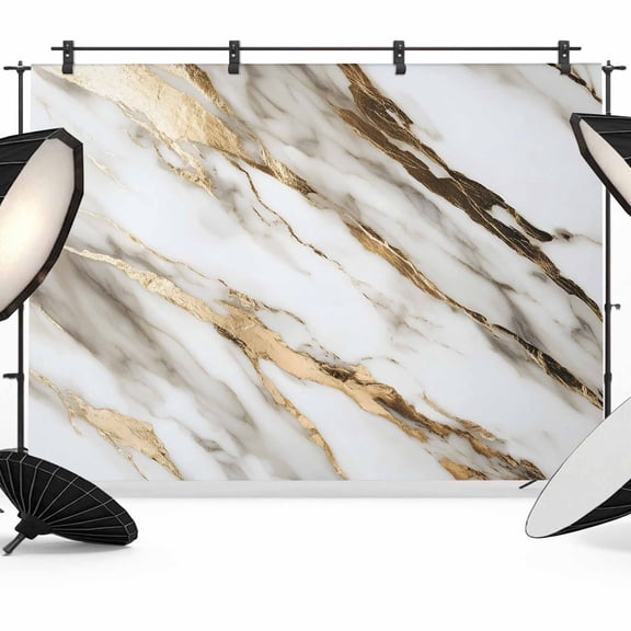 Marble Grey White Backdrop for Photoshoot,Photography Photo Studio Background Wall Backdrop,Abstract Cracked Crystal Gold Lines Back Drop Banner Panel for Portraits Wedding Party Live Streaming 8x6Ft