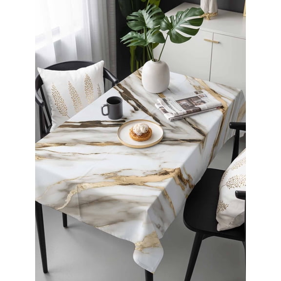 Marble Grey White Tablecloth Rectangle Table Cloth 60x120, Waterproof Tablecloth Outdoor Table Cloth, Abstract Cracked Crystal Gold Lines Washable Table Cover for Kitchen Dinning Party